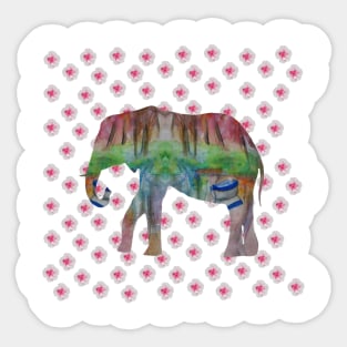 Elephant & Flowers Sticker